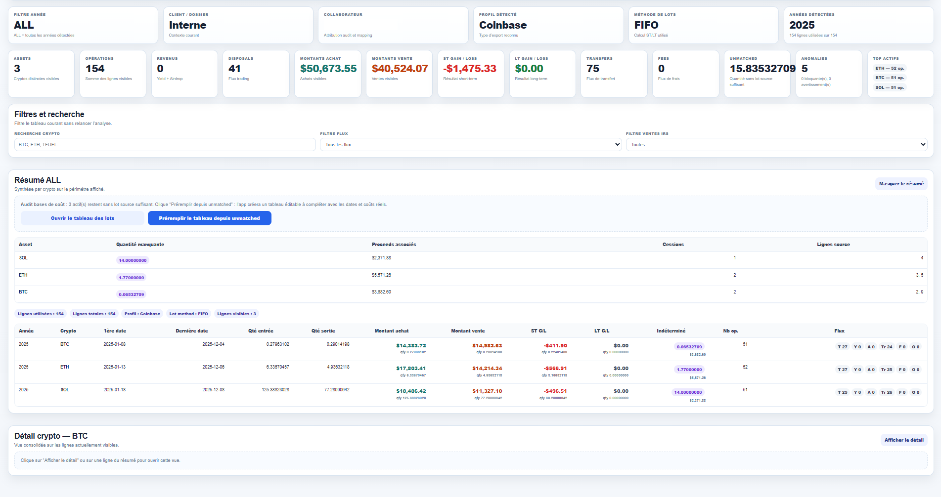 Interface de CSL Crypto